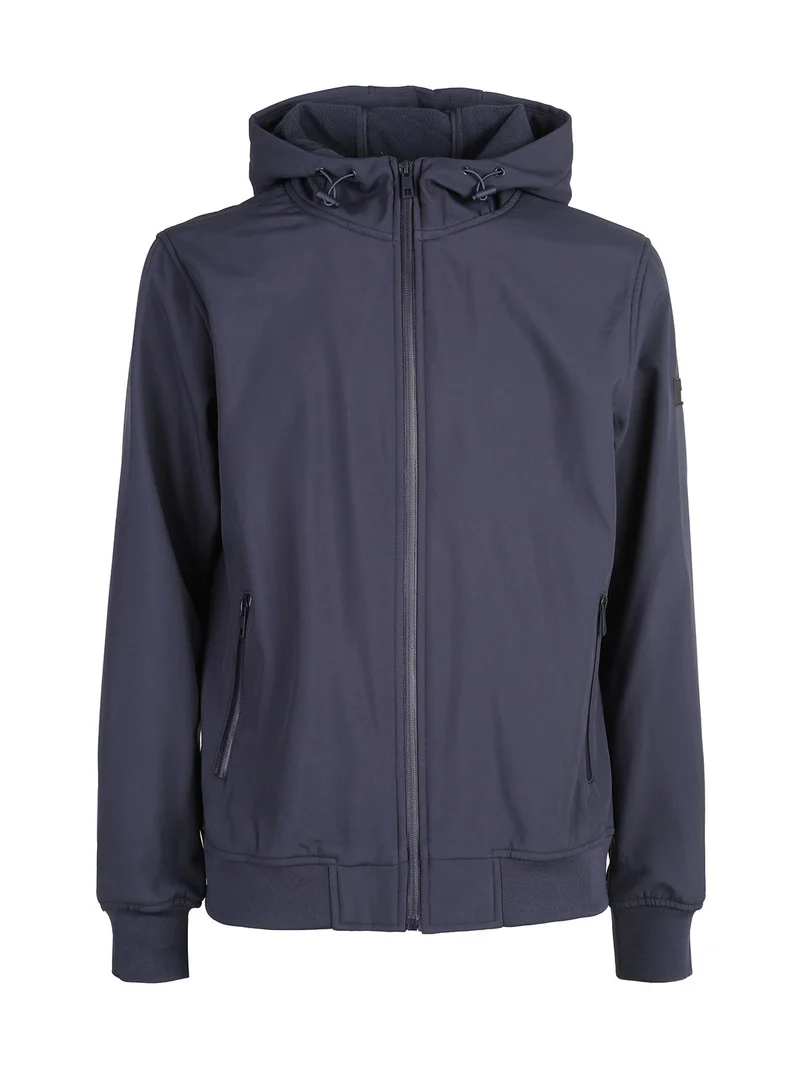 Giacca da uomo con cappuccio e zip - blu scuro