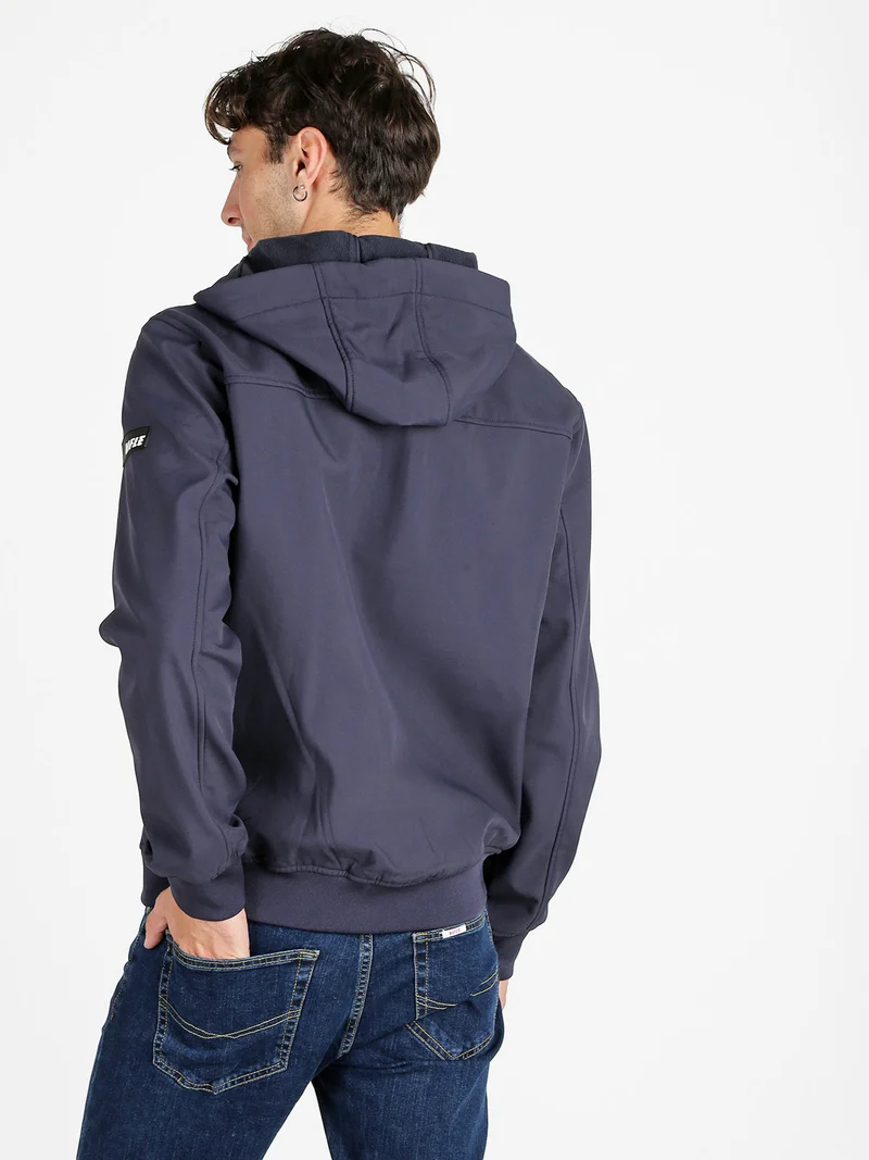 Giacca da uomo con cappuccio e zip - blu scuro