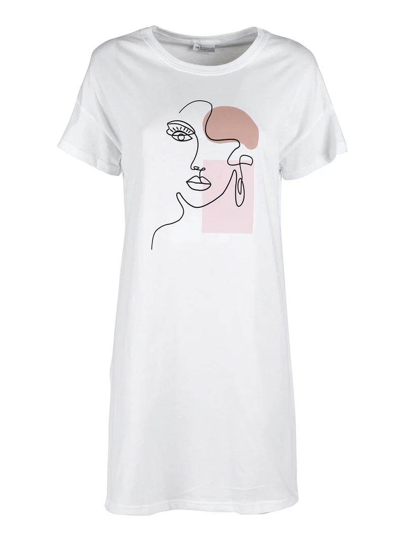Vestito da donna in cotone a maniche corte - bianco