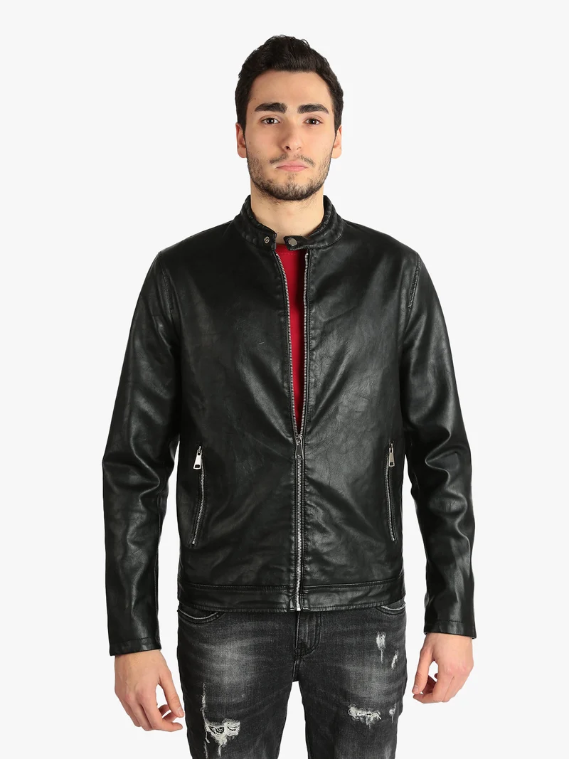 Giacca da uomo in ecopelle - nero