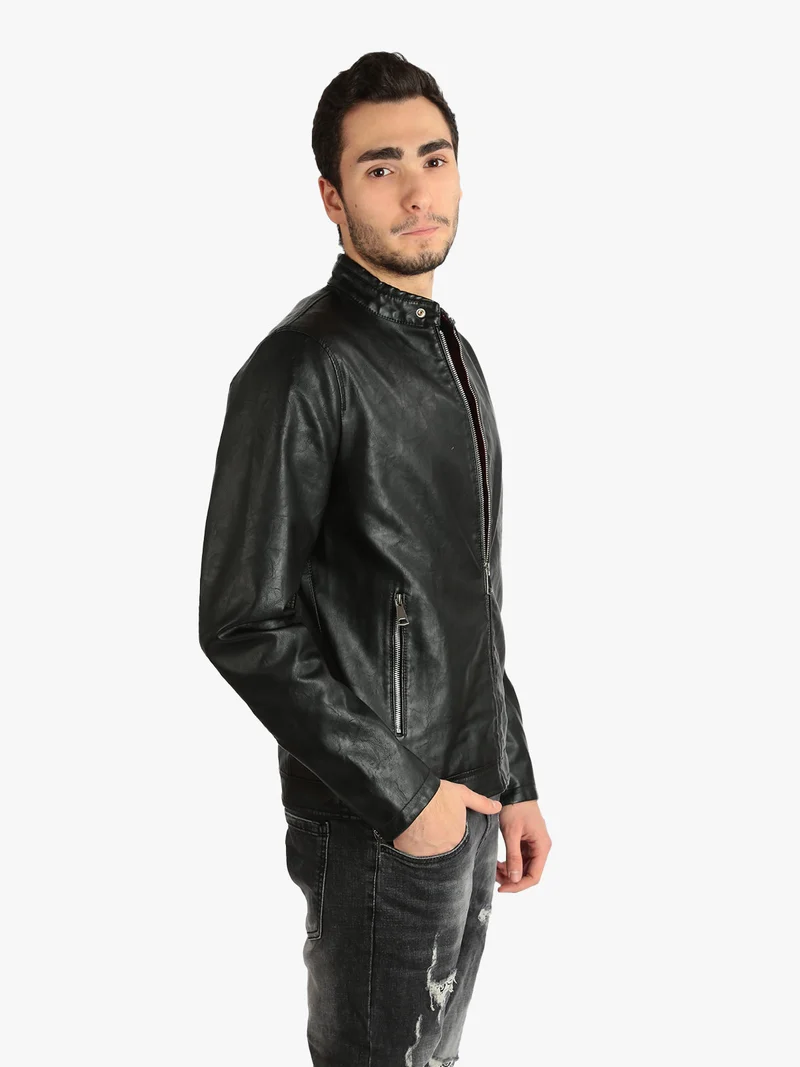 Giacca da uomo in ecopelle - nero