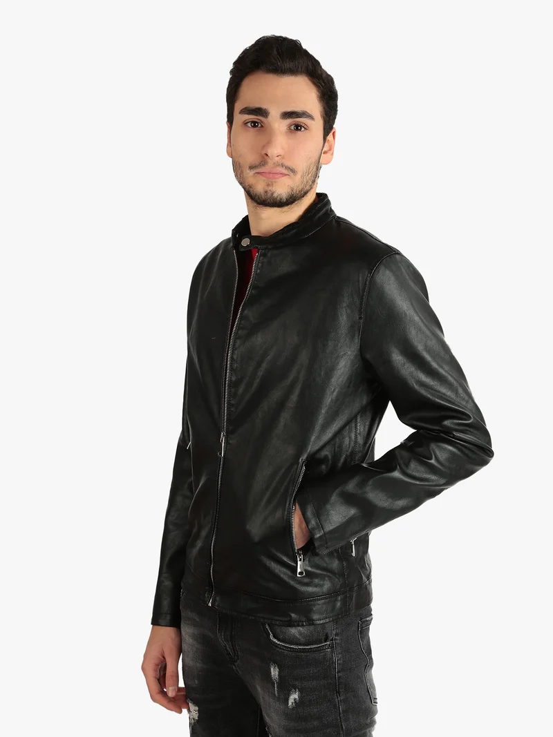 Giacca da uomo in ecopelle - nero
