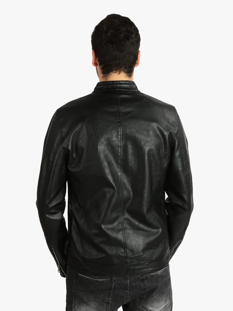 Giacca da uomo in ecopelle - nero