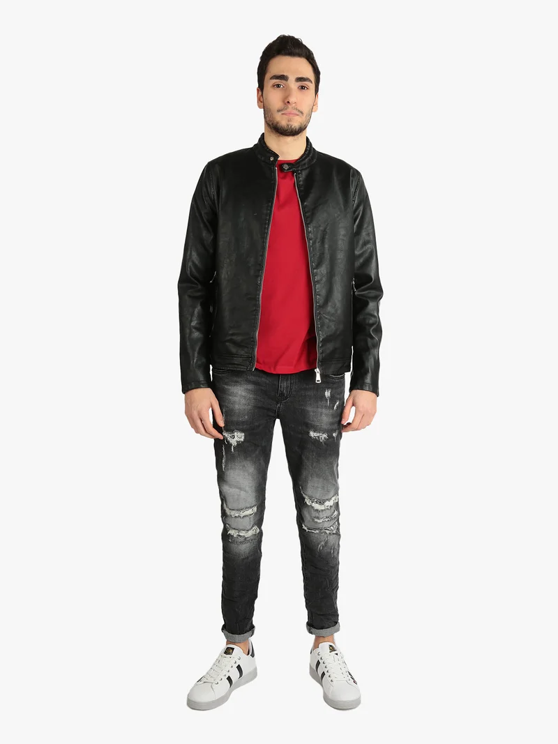 Giacca da uomo in ecopelle - nero