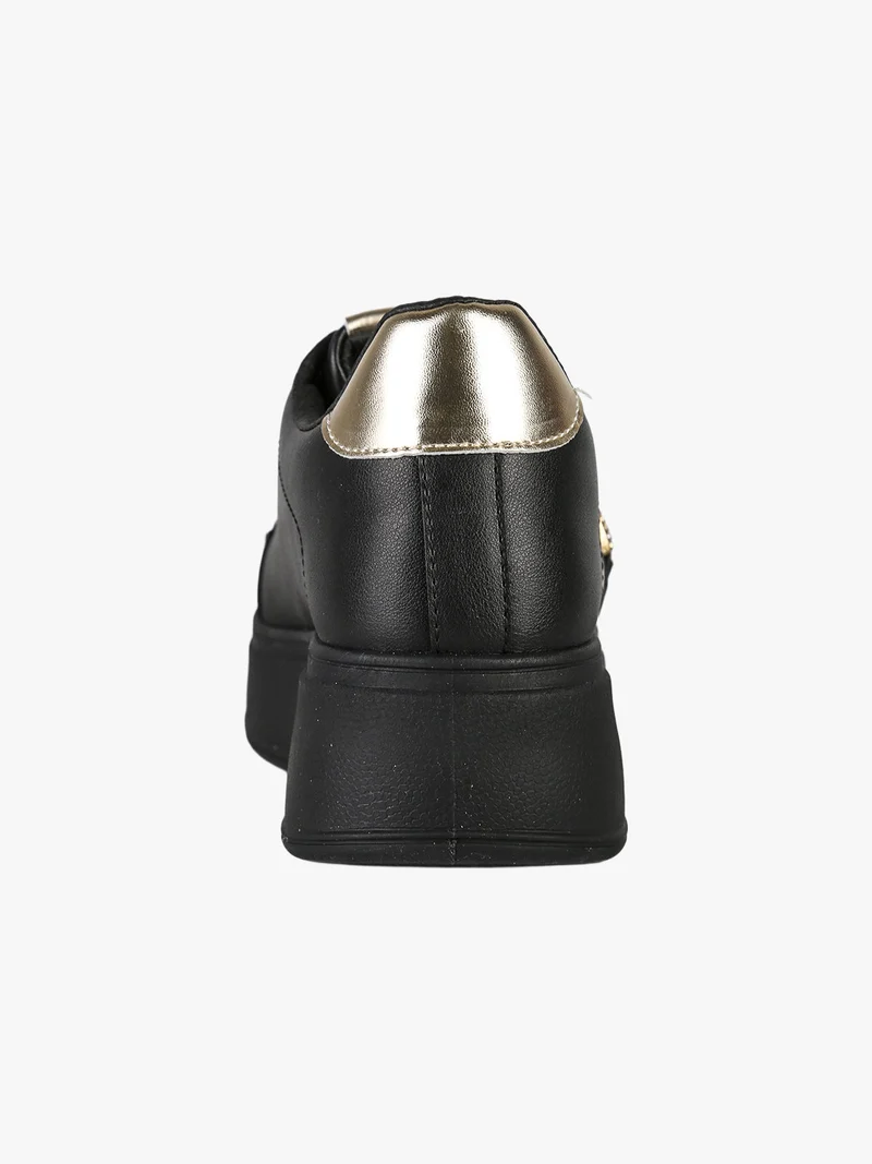 Sneakers donna stringate con platform - nero
