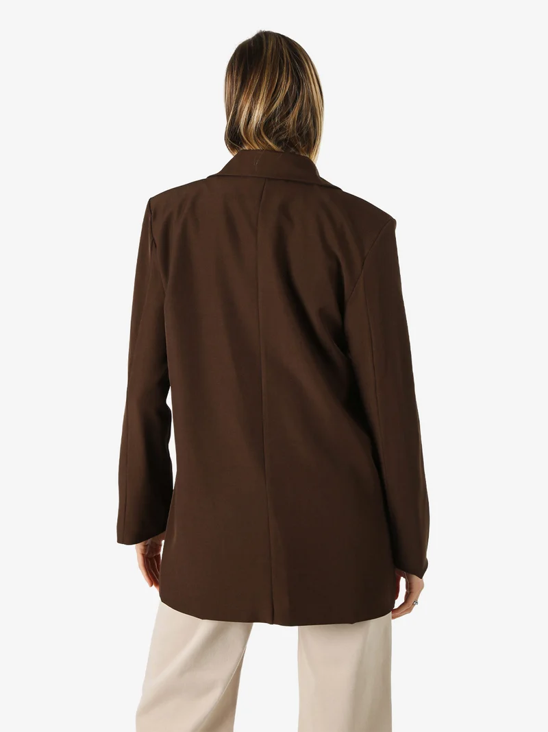 Blazer oversize da donna con chiusura a doppiopetto - moro