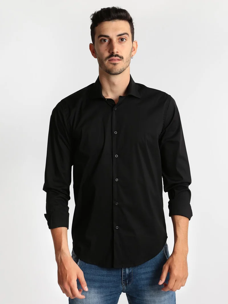 Camicia nera a maniche lunghe classic fit - nero
