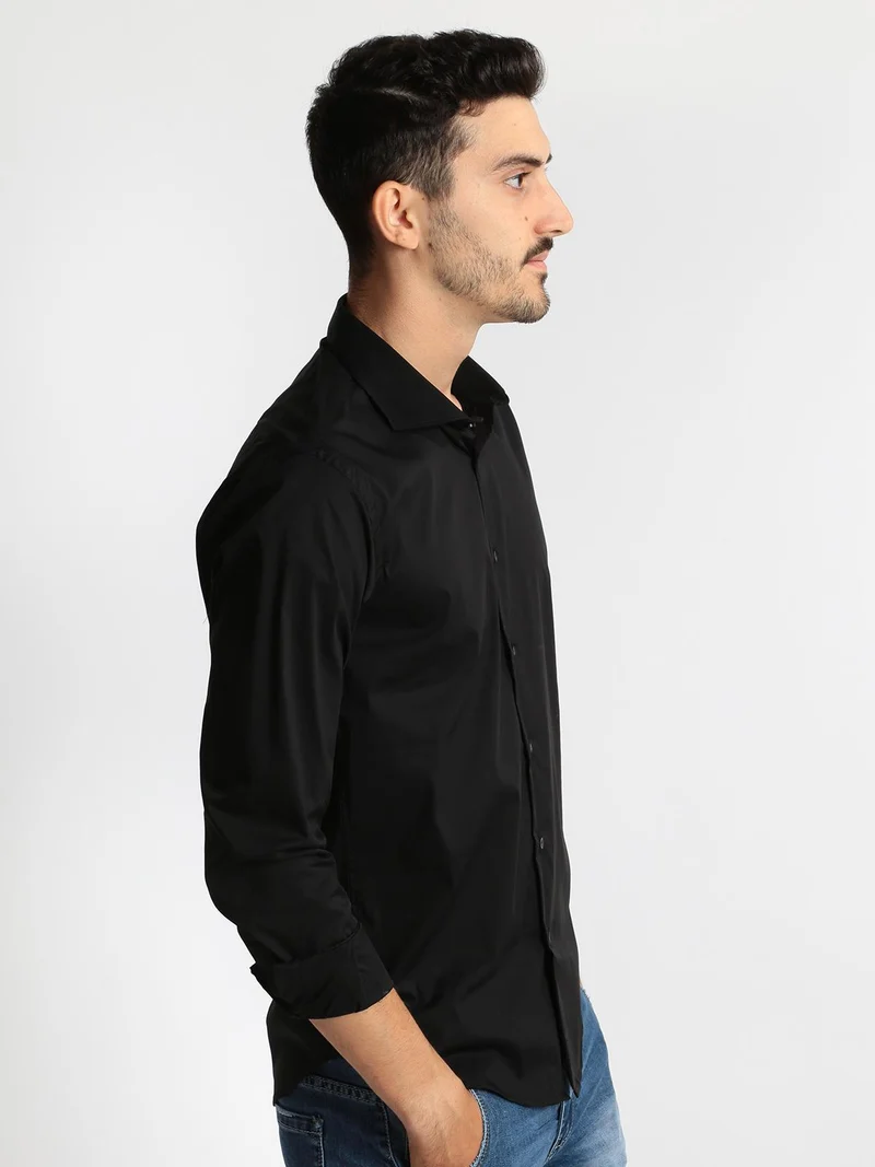 Camicia nera a maniche lunghe classic fit - nero
