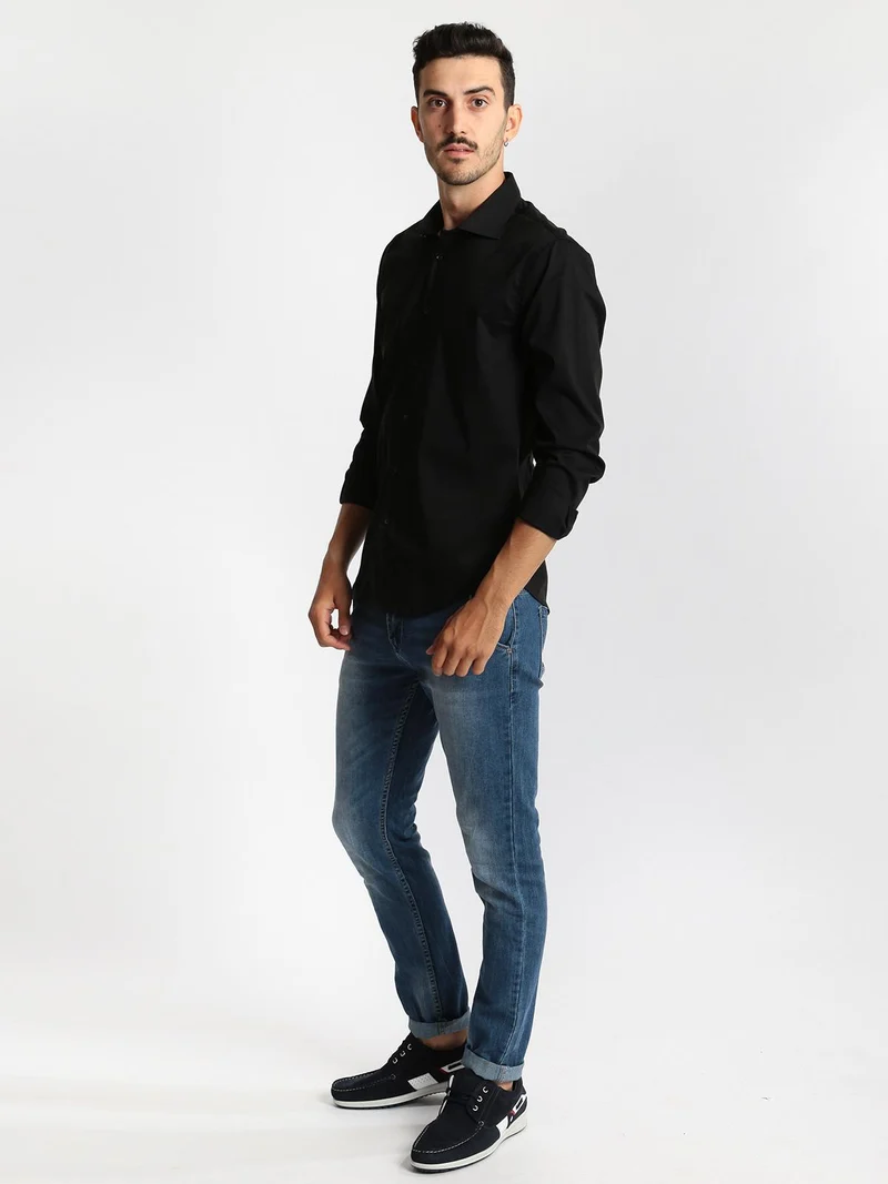 Camicia nera a maniche lunghe classic fit - nero