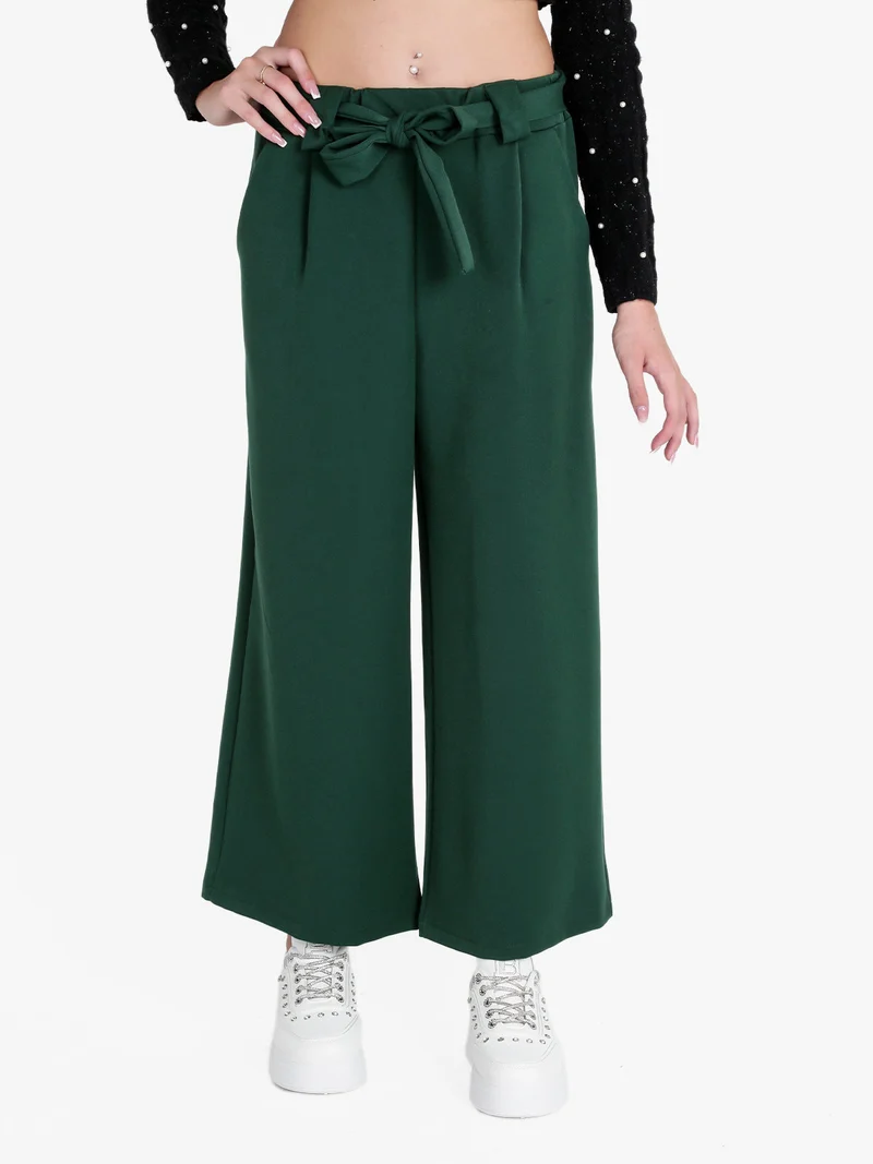 Pantaloni donna a palazzo tinta unita - verde
