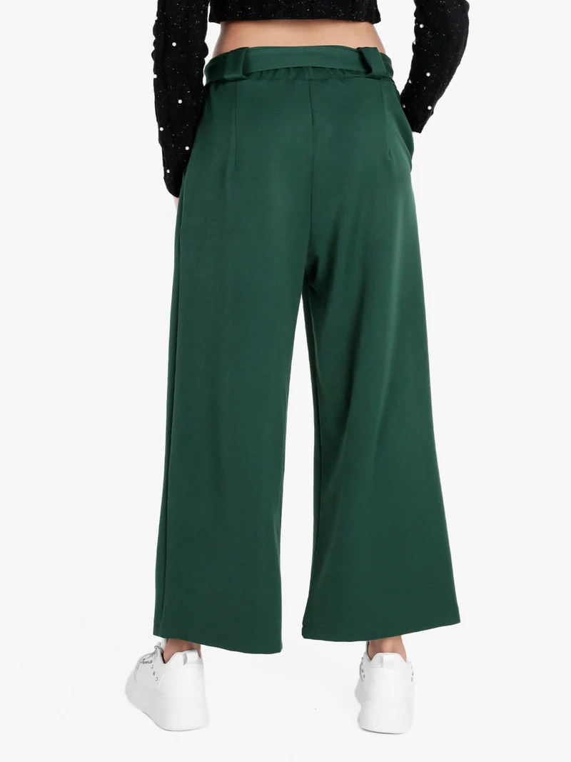 Pantaloni donna a palazzo tinta unita - verde