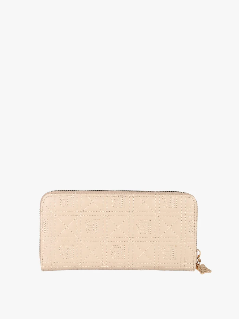 Portafoglio donna in ecopelle con zip - naturale