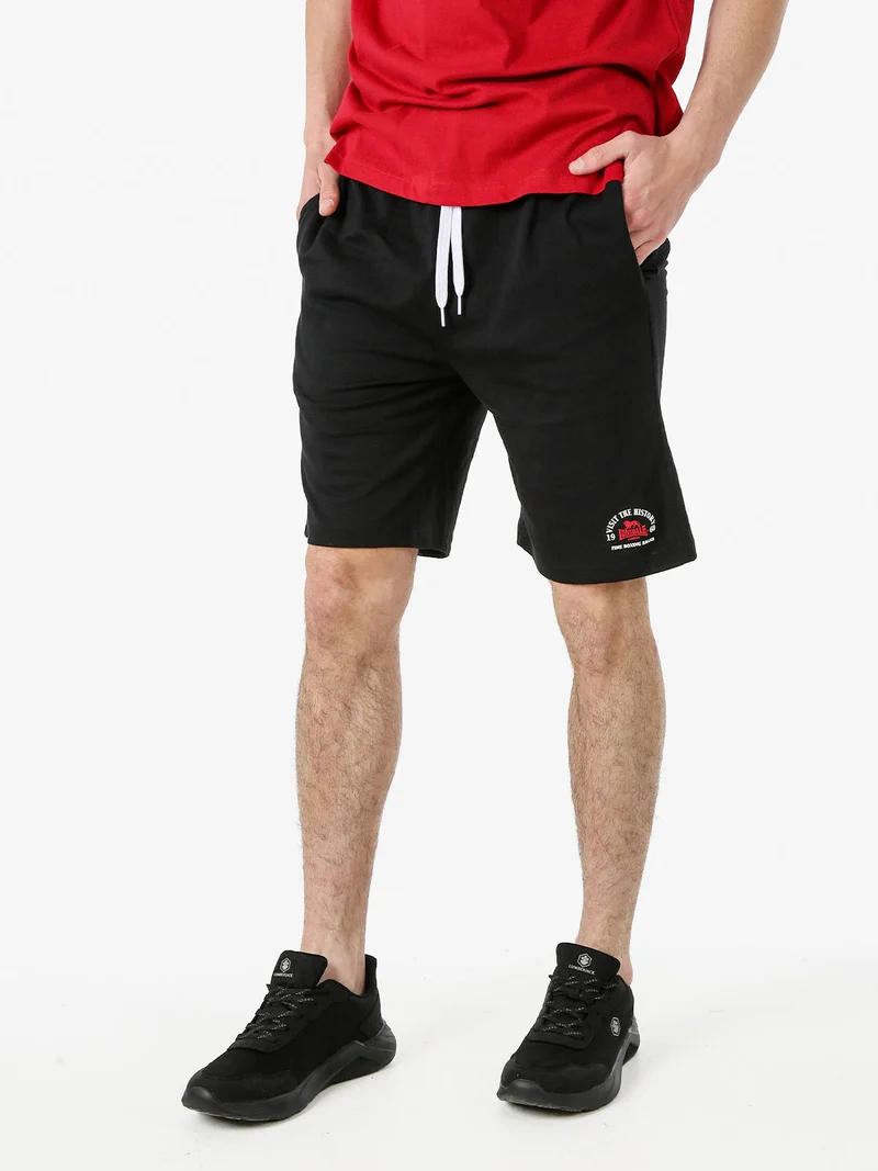 Bermuda sportivi da uomo con logo e coulisse - nero