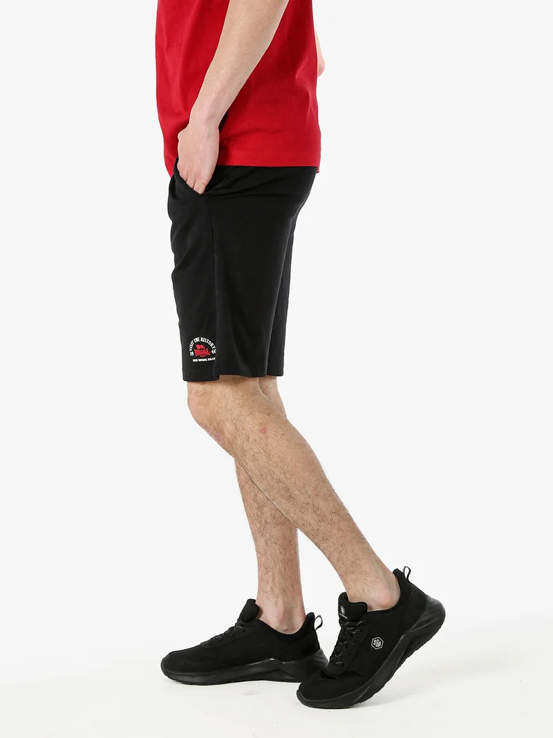 Bermuda sportivi da uomo con logo e coulisse - nero