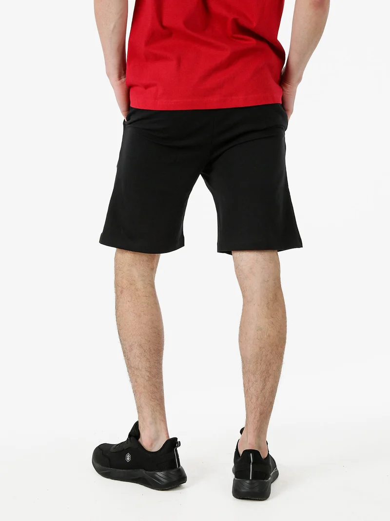 Bermuda sportivi da uomo con logo e coulisse - nero