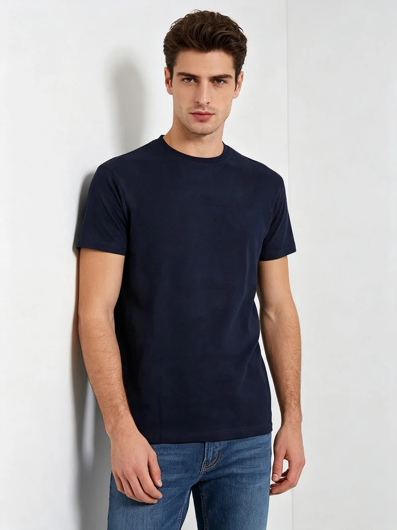 T-shirt intima da uomo girocollo in caldo cotone - blu scuro
