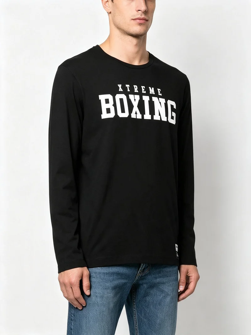 T-shirt da uomo a maniche lunghe con logo - nero