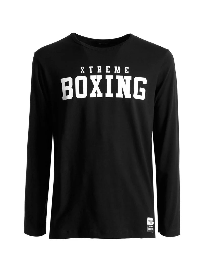T-shirt da uomo a maniche lunghe con logo - nero