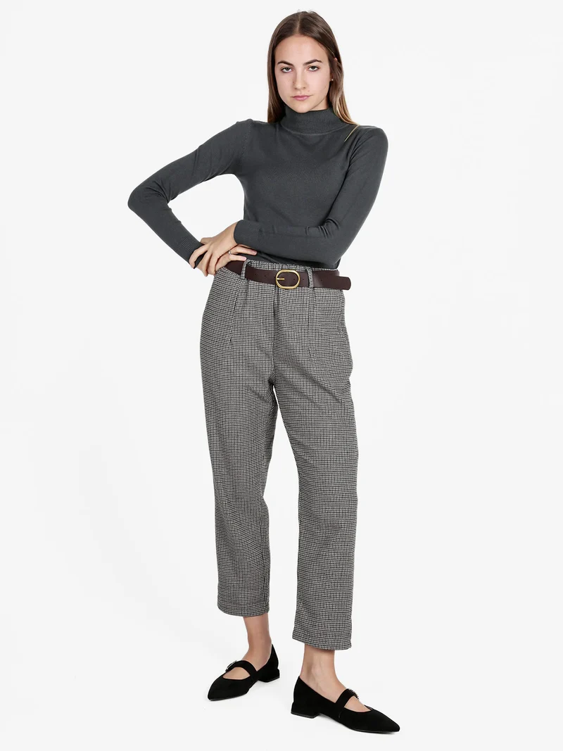 Maglia dolcevita da donna tinta unita - grigio scuro