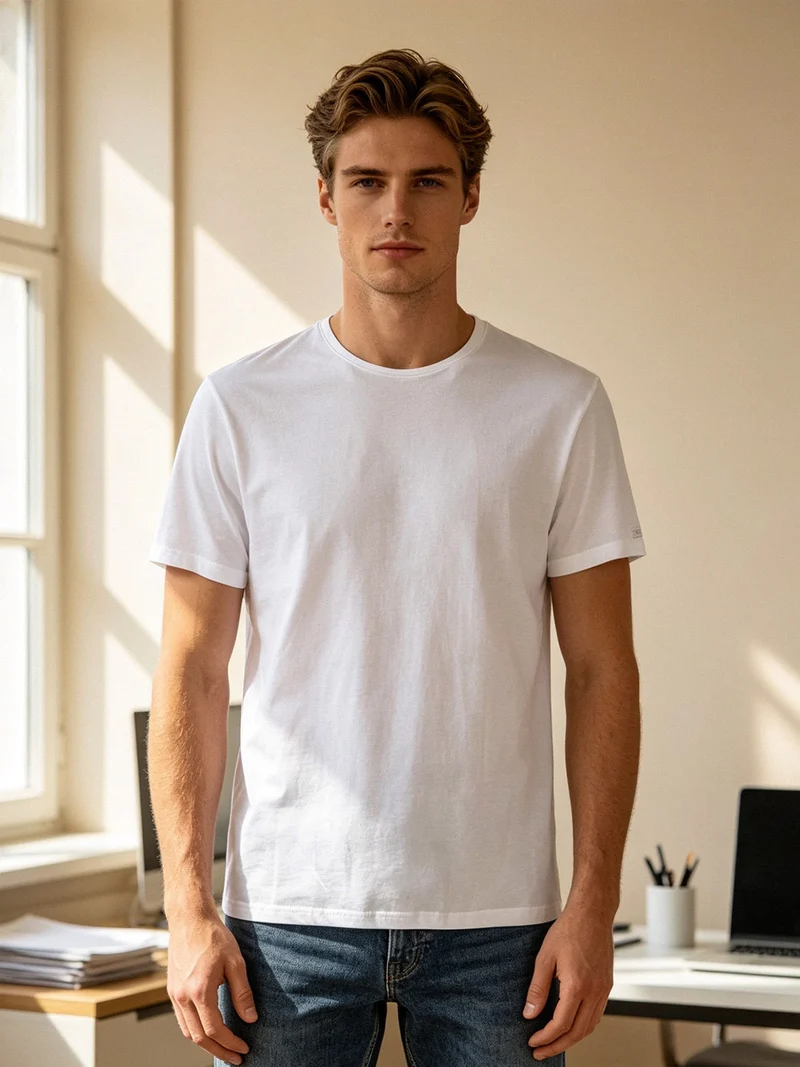 Maglia intima da uomo girocollo - bianco