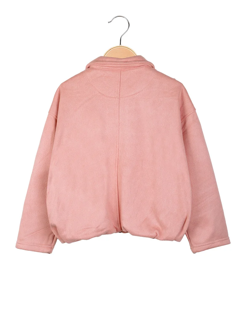 Giacca scamosciata da bambina con zip - rosa