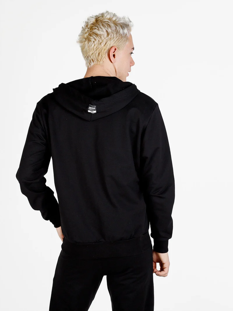 Felpa da uomo con cappuccio e zip - nero