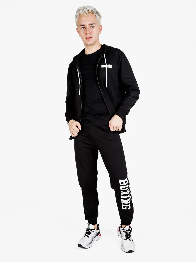 Felpa da uomo con cappuccio e zip - nero