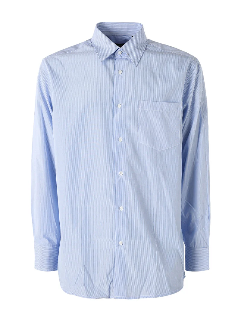Camicia rigata da uomo a maniche lunghe - azzurro