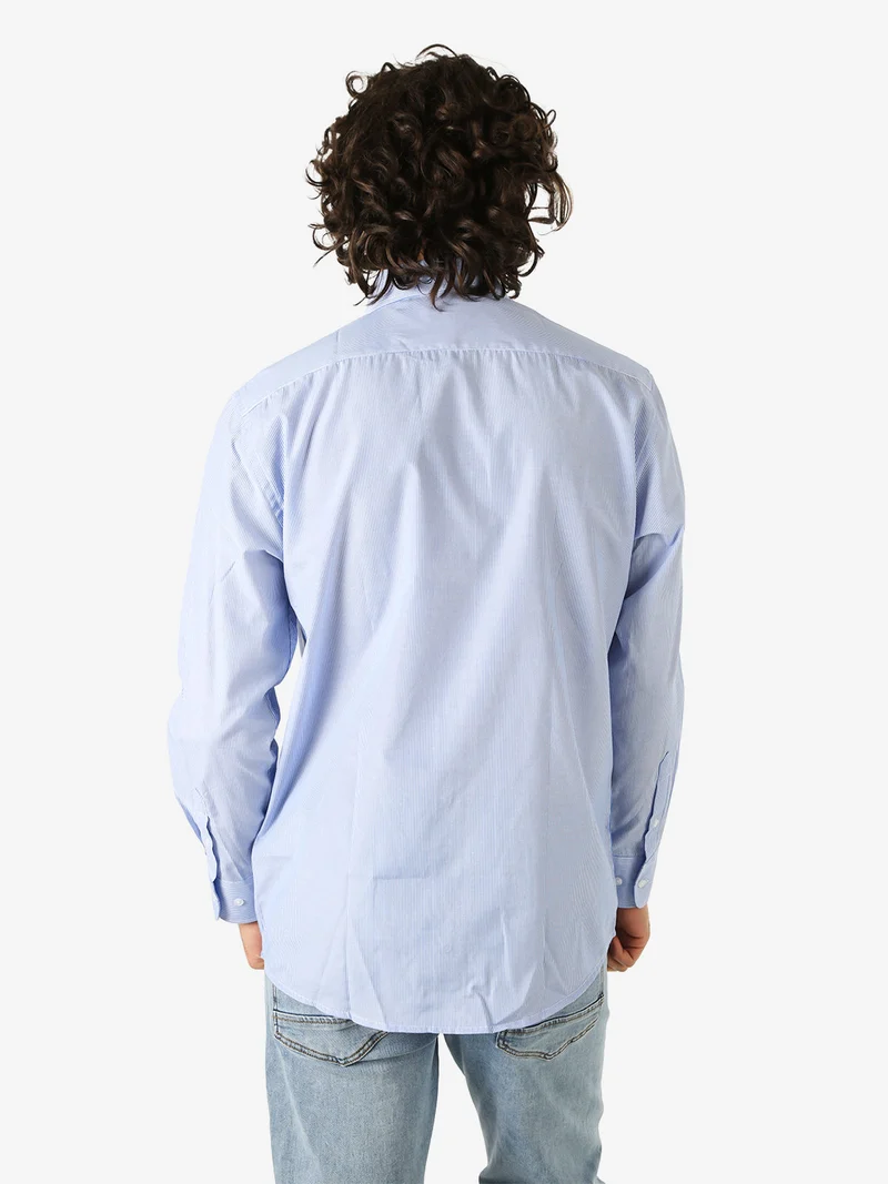 Camicia rigata da uomo a maniche lunghe - azzurro