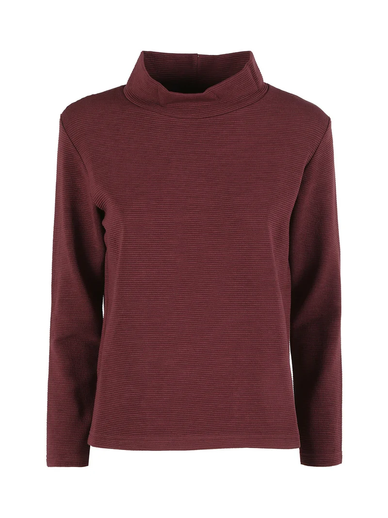 Maglia donna a maniche lunghe accollata - bordeaux
