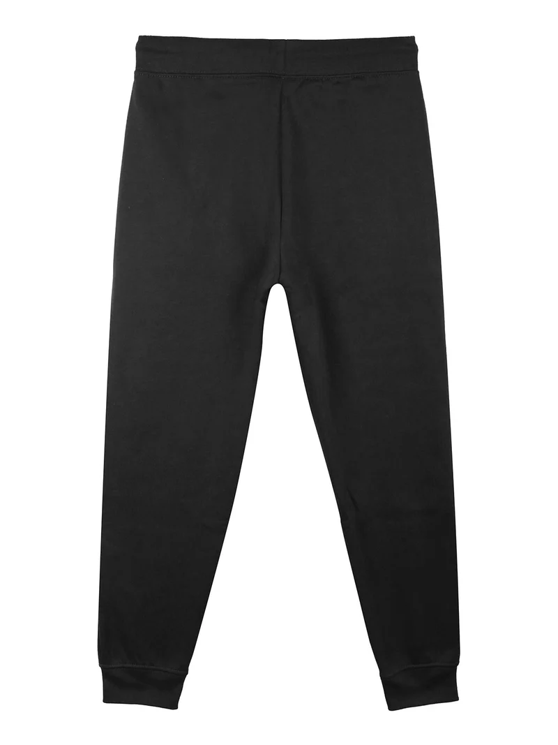 Pantaloni sportivi da bambina felpati con scritta sul fondo - nero