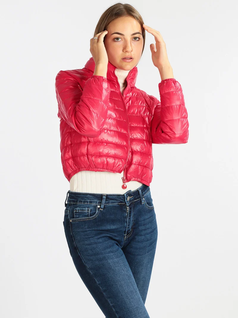 Piumino donna corto modello 100 grammi - rosso