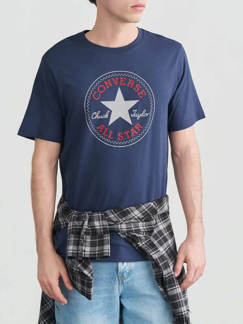 CHUCK PATCH TEE t-shirt da uomo in cotone con stampa logo - blu scuro