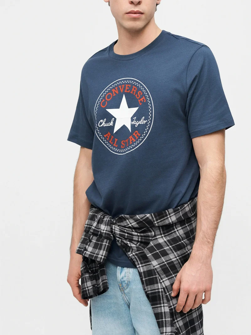 CHUCK PATCH TEE t-shirt da uomo in cotone con stampa logo - blu scuro