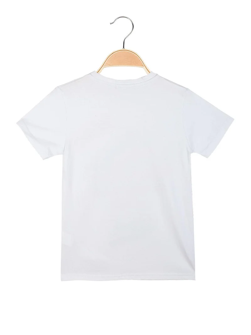 T-shirt girocollo da bambino con stampa - bianco