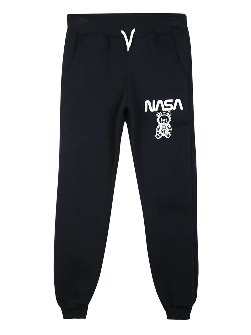 Pantaloni sportivi da ragazzo con polsini e interno felpato - blu scuro