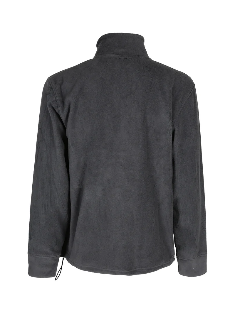 Felpa uomo in pile a collo alto con zip - grigio scuro