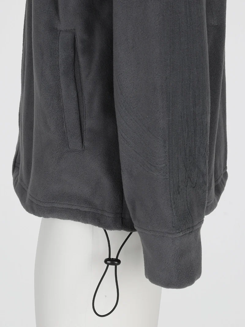 Felpa uomo in pile a collo alto con zip - grigio scuro