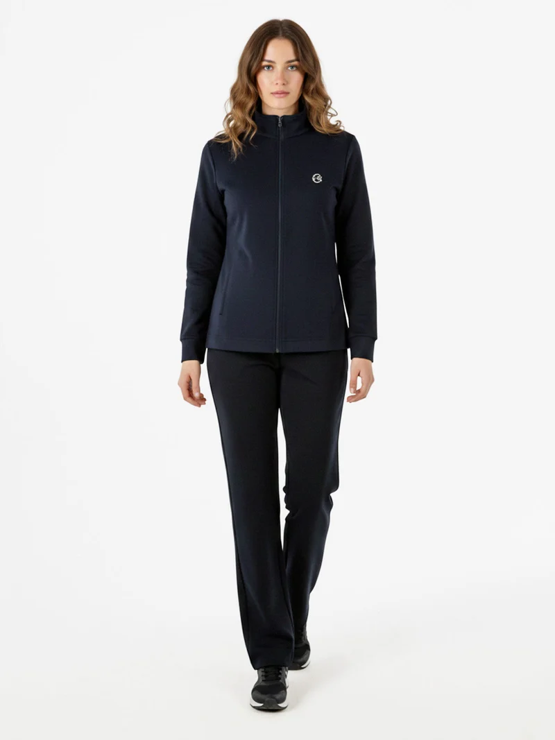 Completo tuta da donna 2 pezzi in cotone full zip - blu scuro