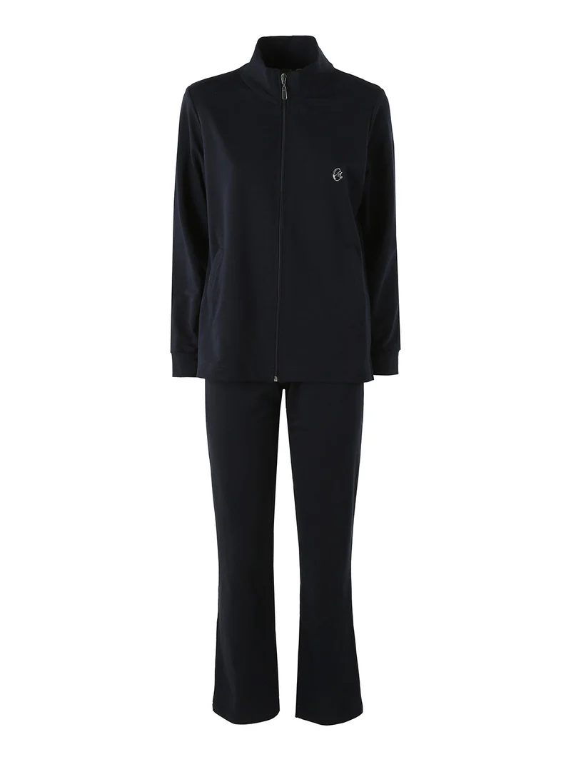 Completo tuta da donna 2 pezzi in cotone full zip - blu scuro
