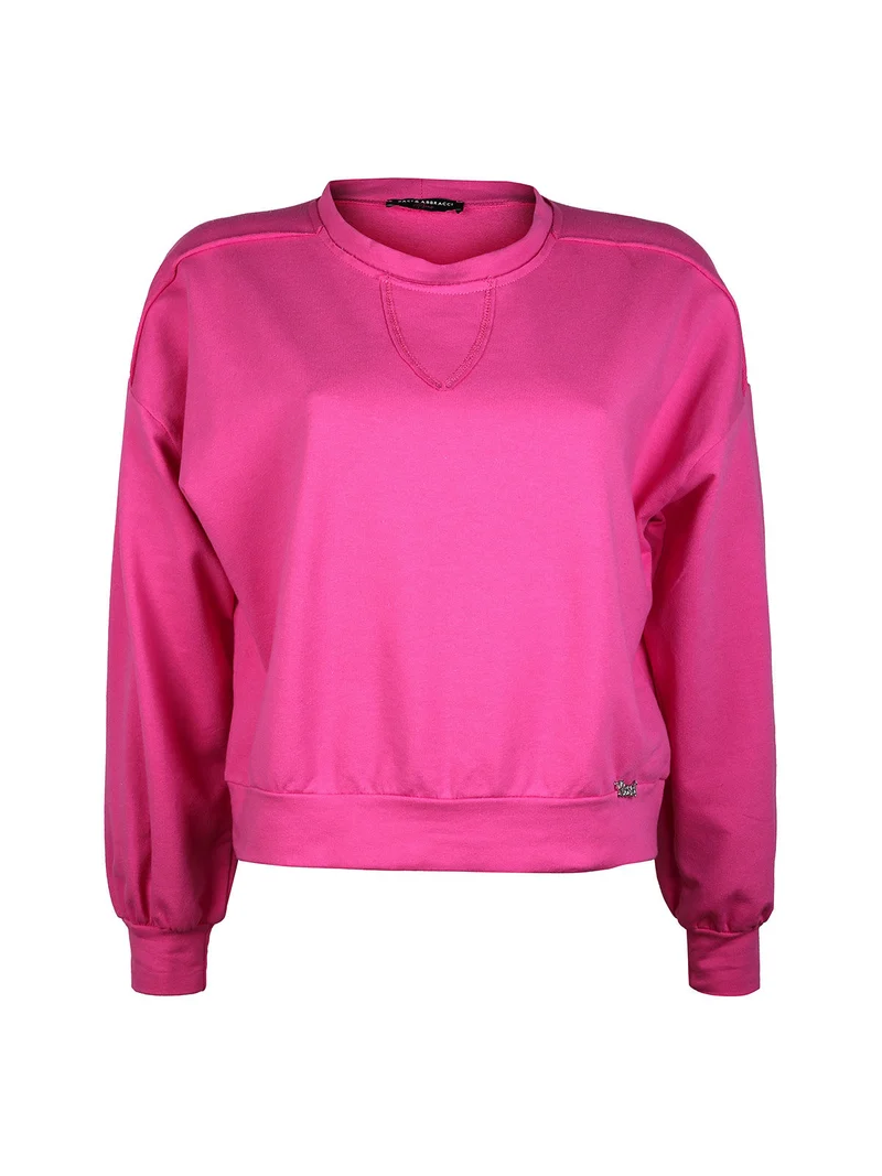 Felpa cropped in cotone - fucsia