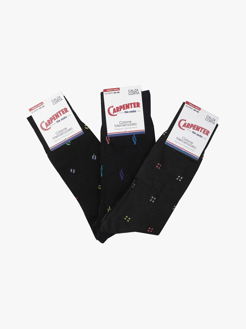 3 paia calze corte da uomo con stampe - antracite