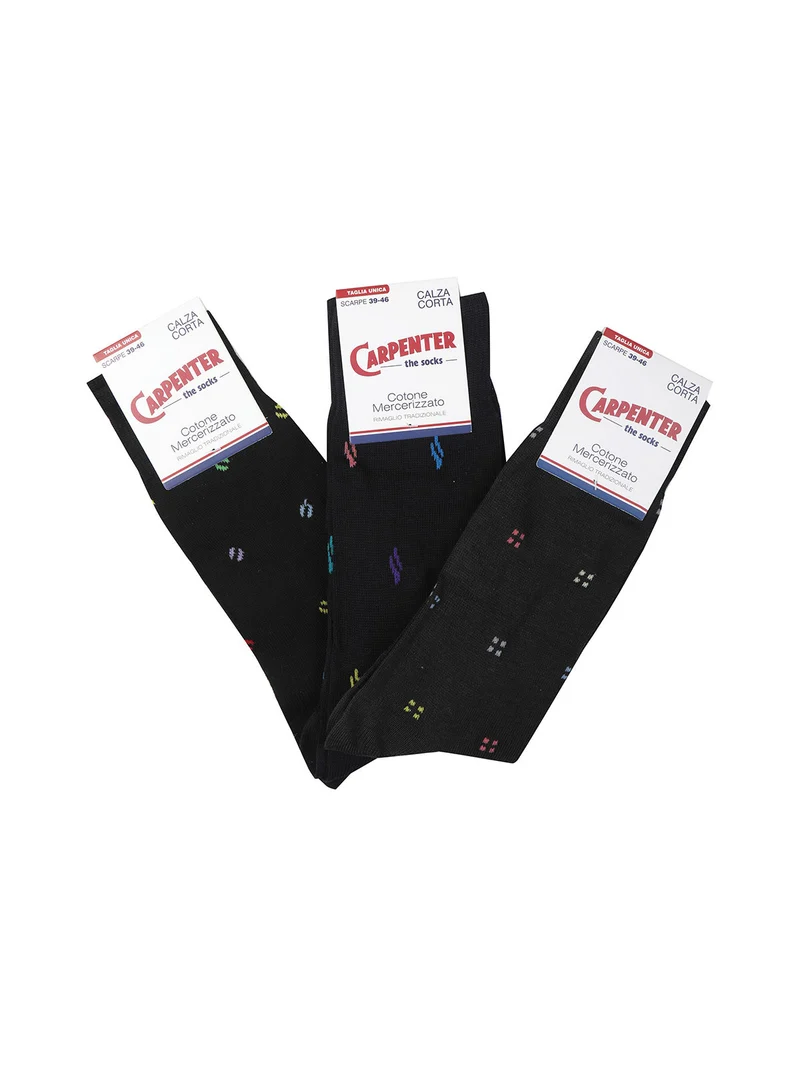 3 paia calze corte da uomo con stampe - antracite