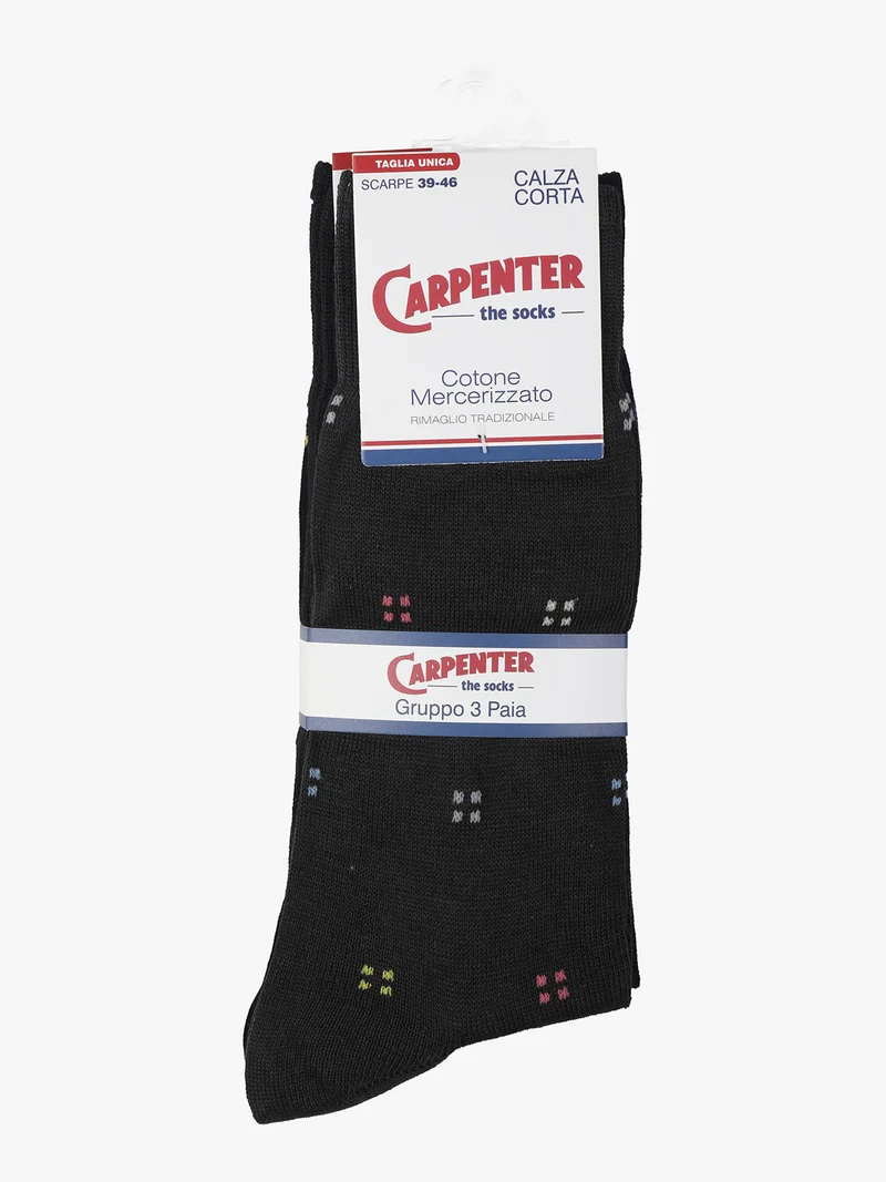3 paia calze corte da uomo con stampe - antracite