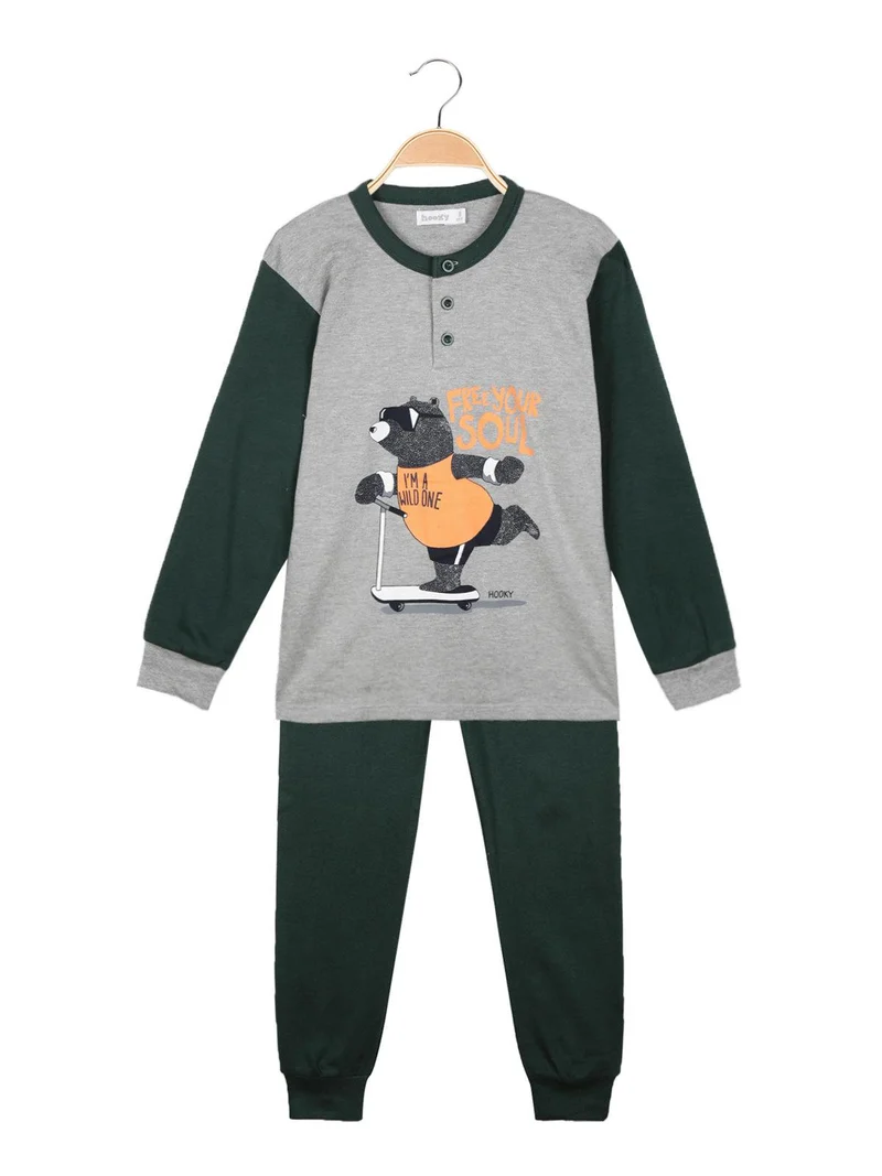 Pigiama lungo bambino con polsini - grigio