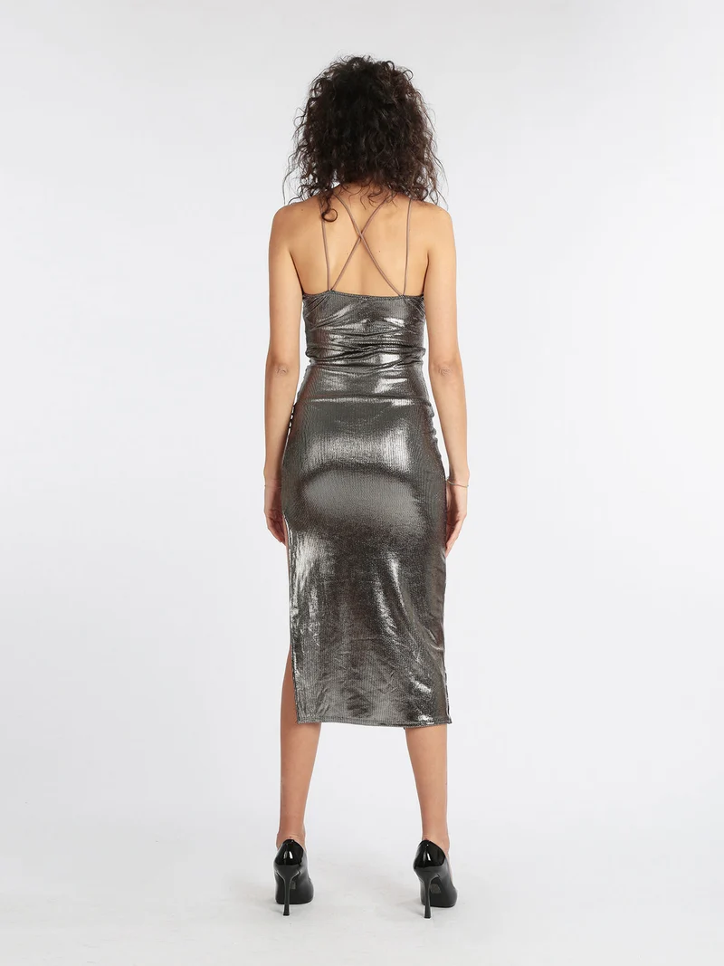 Abito lungo con lurex donna - champagne
