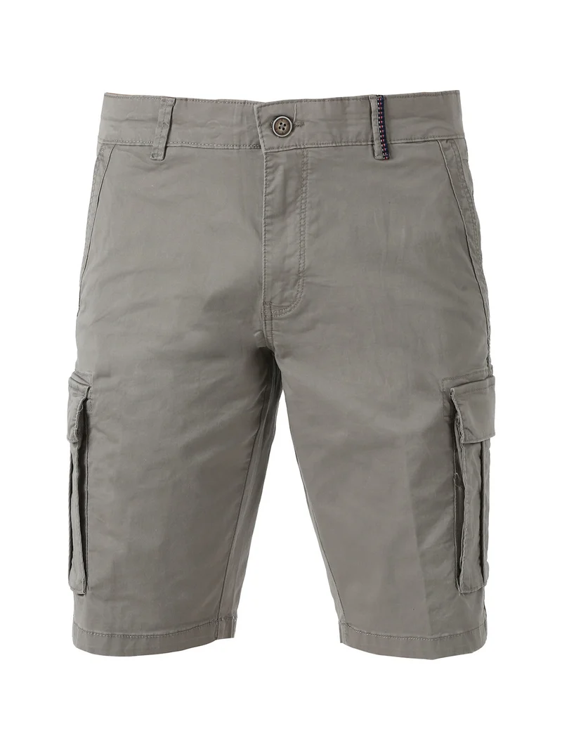 Bermuda da uomo in cotone stretch con tasconi - grigio