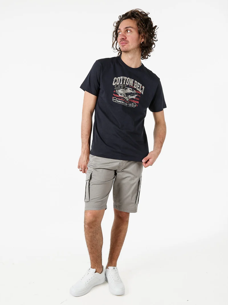 Bermuda da uomo in cotone stretch con tasconi - grigio