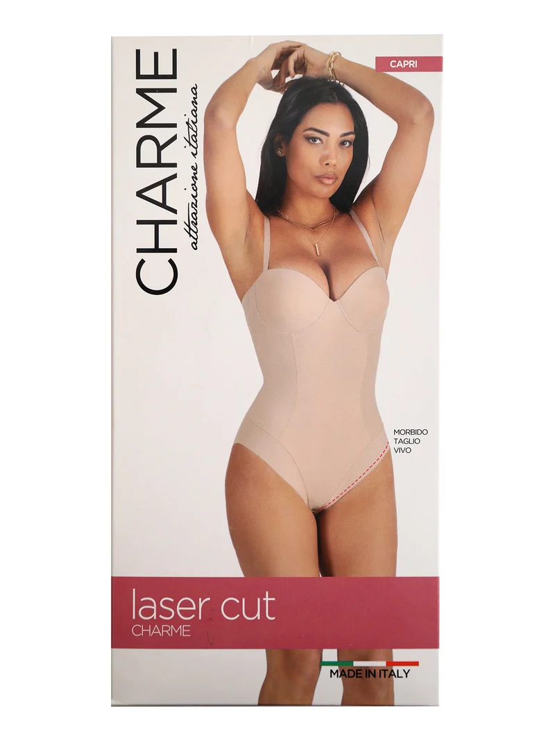 CAPRI Body coppa C con imbottitura e taglio laser - nero