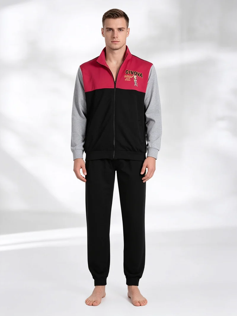 Completo tuta da uomo 2 pezzi con zip - nero